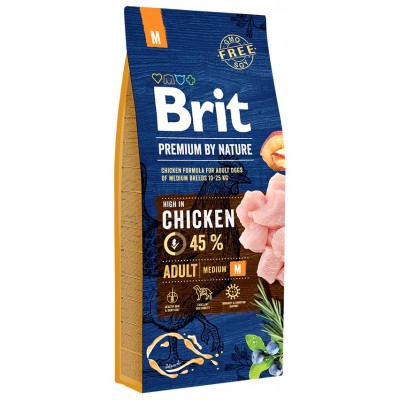 Brit Premium by Nature Adult M для взрослых собак средних пород (10–25 кг)