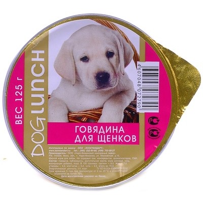 Dog Lunch консервы для щенков крем-суфле Говядина 125г (P19024)