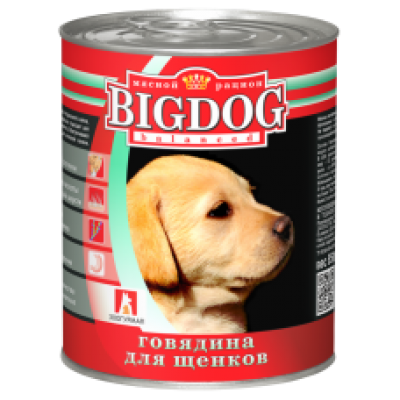 Зоогурман консервы для щенков BIG DOG с Говядиной 850г (P18949)