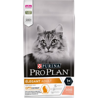 Pro Plan ELEGANT ADULT для взрослых кошек с чувствительной кожей, лосось