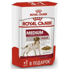 Royal Canin MEDIUM ADULT Влажный корм для собак средних пород  с 10 месяцев до 10 лет, 140г Акция 3+1 (P344230)