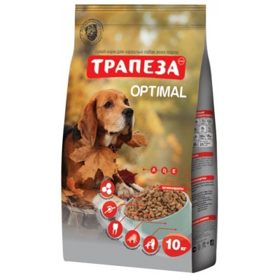Трапеза OPTIMAL сбалансированный сухой корм для взрослых собак, содержащихся в городских условияхкорм, 10кг (P40782)